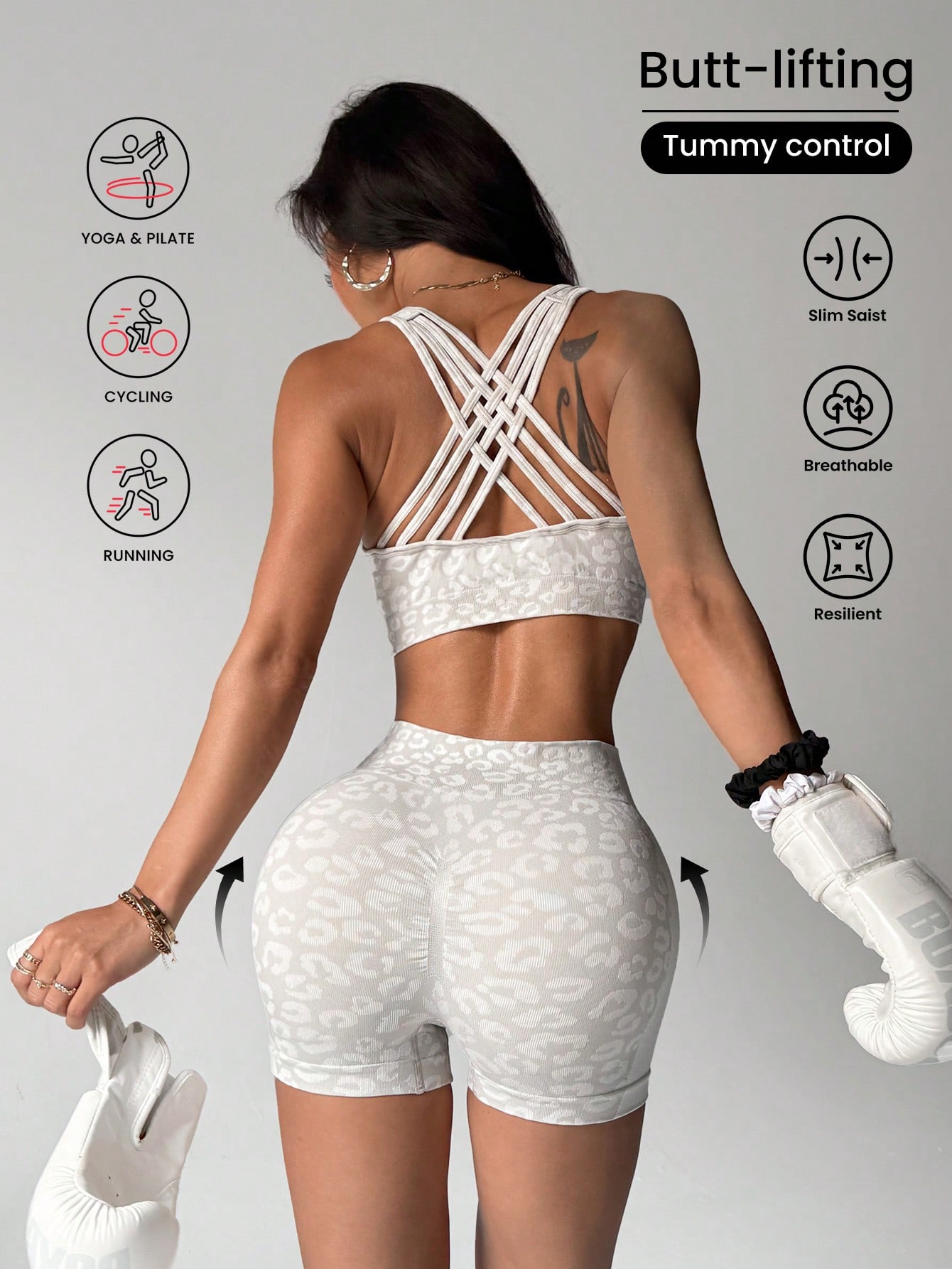 Running Gear Women - High waisted and belly hugging leopard