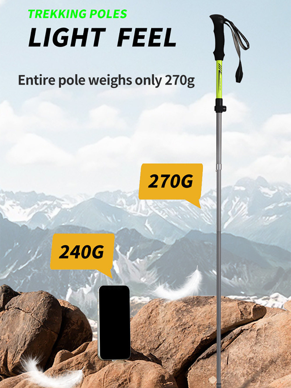 Foldable Trekking Pole 7075 Al - огляд і ціна Trekking Pole Carbon